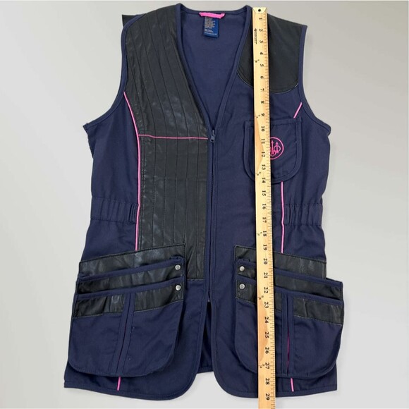 Beretta Women’s Shooting Sport Vest Navy & Pink Hunting Leather Mesh Size 42 - Picture 8 of 8